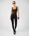 Weworewhat Spandex Sheer Panel Bodysuit In Black