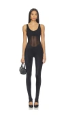 Weworewhat Spandex Sheer Panel Jumpsuit In Black