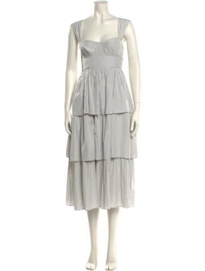 Pre-owned Weworewhat Square Neckline Midi Length Dress In Gray