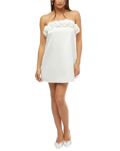 Weworewhat Strapless A-line Rose Mini Dress In White