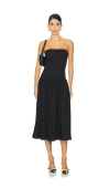 Weworewhat Ribbed Cotton Midi Dress In 블랙