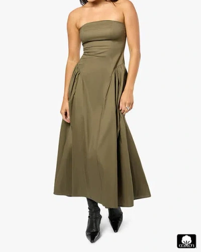 Weworewhat Strapless Corset Ruched Dress In Dark Grey