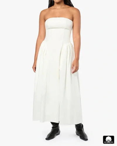 Weworewhat Strapless Corset Ruched Dress In White