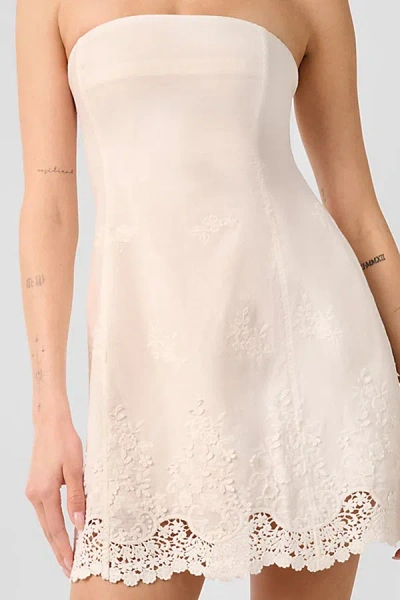 Weworewhat Strapless Eyelet Mini Dress In Ivory, Women's At Urban Outfitters In Gold