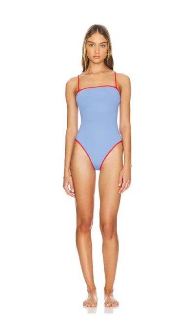Weworewhat Strapless One Piece In Blue & Fiery Red