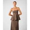 Weworewhat Strapless Peplum Top In Brown