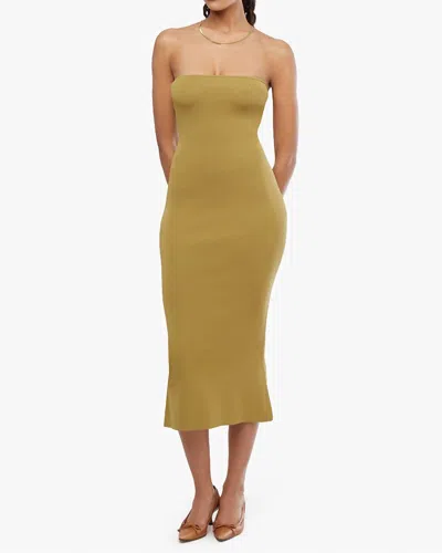 Weworewhat Strapless Ribbed Knit Midi Dress In Willow In Green