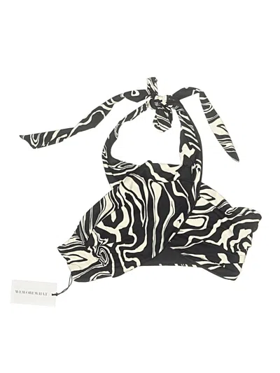 Weworewhat Swimsuit Top Black Print Pattern Swimwear In Multi