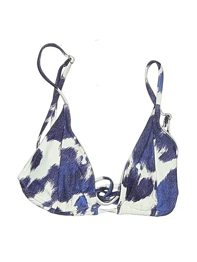 Pre-owned Weworewhat Swimsuit Top Blue Animal Print Pattern Swimwear