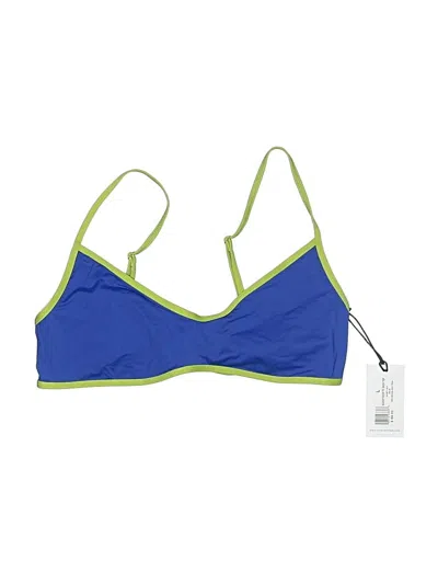 Weworewhat Swimsuit Top Blue Color Block Pattern Swimwear