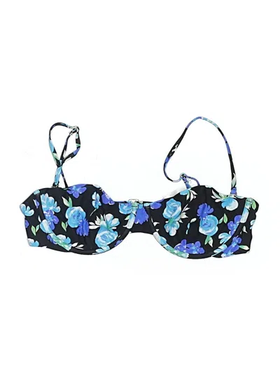 Pre-owned Weworewhat Swimsuit Top Blue Floral Pattern Swimwear