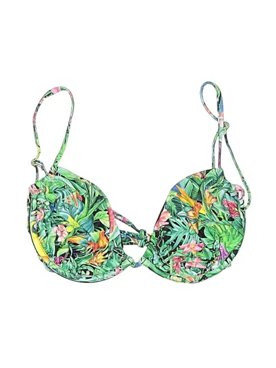 Pre-owned Weworewhat Swimsuit Top Green Tropical Pattern Swimwear