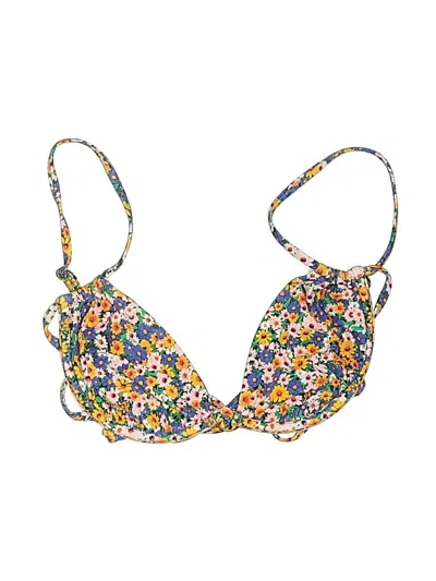 Pre-owned Weworewhat Swimsuit Top Yellow Floral Pattern Swimwear