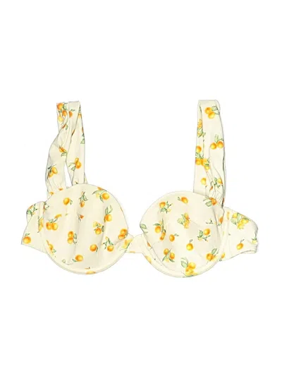 Pre-owned Weworewhat Swimsuit Top Yellow Floral Pattern Swimwear