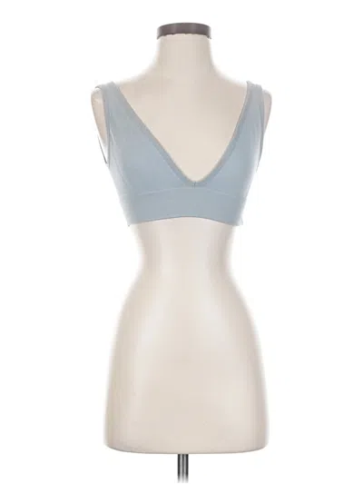 Pre-owned Weworewhat Tank Top Blue Solid Pattern Plunge Neckline Tops