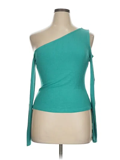 Pre-owned Weworewhat Tank Top Teal One Shoulder Neckline Tops In Blue