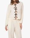 Weworewhat Tie Front Shirt In Ivory/black