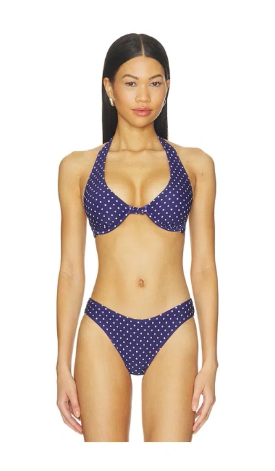 Weworewhat Tie Halter Bikini Top In Blue