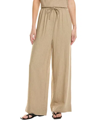Weworewhat Tie-waist Linen-blend Pant In Brown