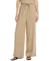 Weworewhat Tie-waist Linen-blend Pant In Brown