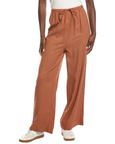Weworewhat Tie-waist Linen-blend Pant In Brown