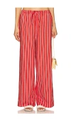 Weworewhat Tie Waist Pant In Vibrant Red Multi