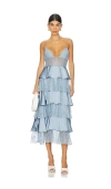 Weworewhat Tiered Lace Midi Dress In Storm