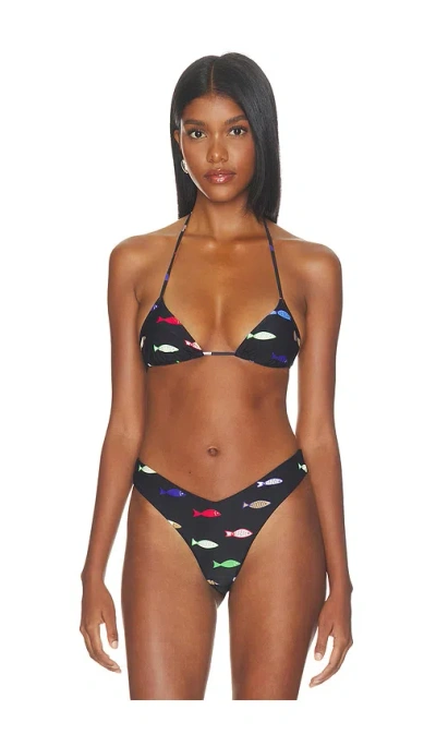 Weworewhat Triangle Bikini Top In Black