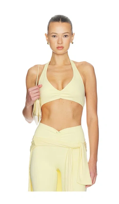 Weworewhat V Neck Halter Bra In Yellow