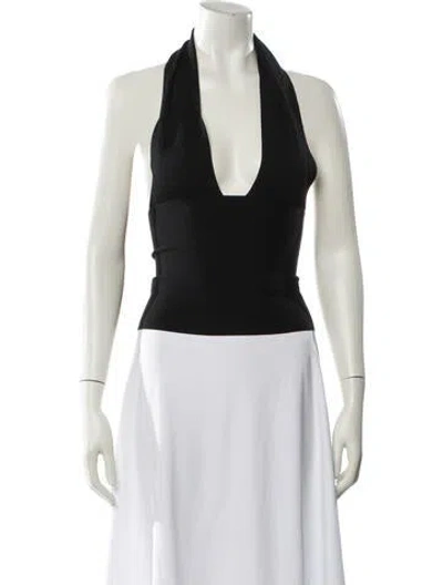 Pre-owned Weworewhat V-neck Sleeveless Crop Top In Black