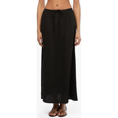 Weworewhat We Wore What Drawstring Linen Blend Maxi Skirt In Black
