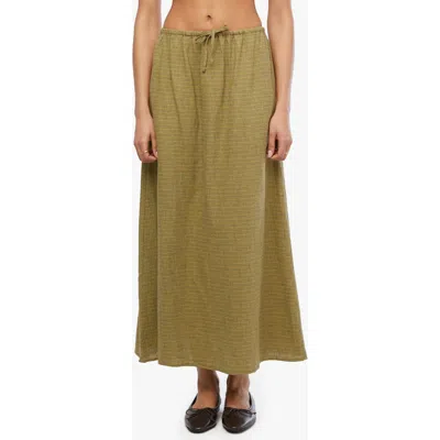 Weworewhat We Wore What Drawstring Linen Blend Maxi Skirt In Willow Multi