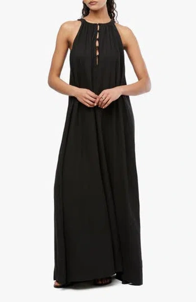 Weworewhat We Wore What Flowy Linen Blend A-line Maxi Dress In Black