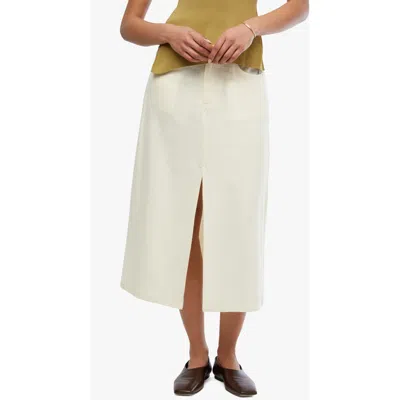 Weworewhat We Wore What Front Slit Linen Blend Skirt In Antique White