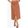 Weworewhat We Wore What Front Slit Linen Blend Skirt In Bran