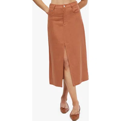Weworewhat We Wore What Front Slit Linen Blend Skirt In Bran