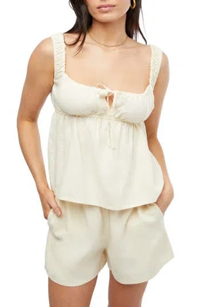 Weworewhat We Wore What Keyhole Linen Blend Babydoll Tank In Antique White