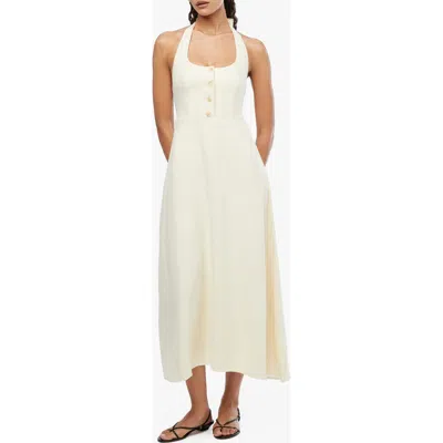 Weworewhat We Wore What Linen Blend Halter Maxi Dress In White