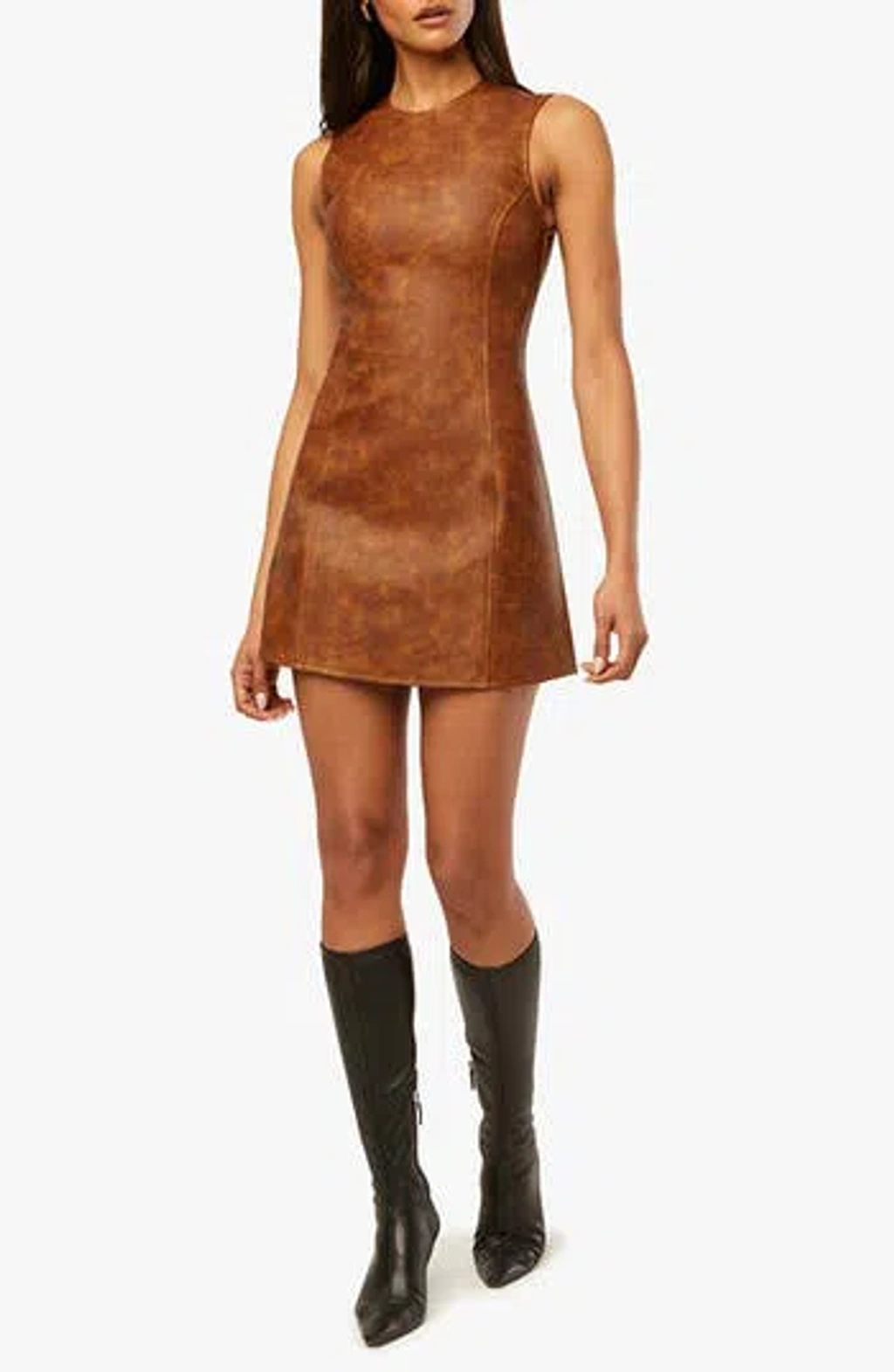 Weworewhat We Wore What Muscle Tank Faux Leather Minidress In Brown |  ModeSens