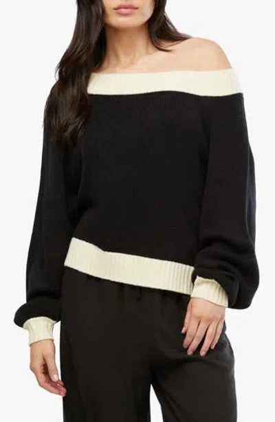 Weworewhat We Wore What Off The Shoulder Sweater In Black/antique White