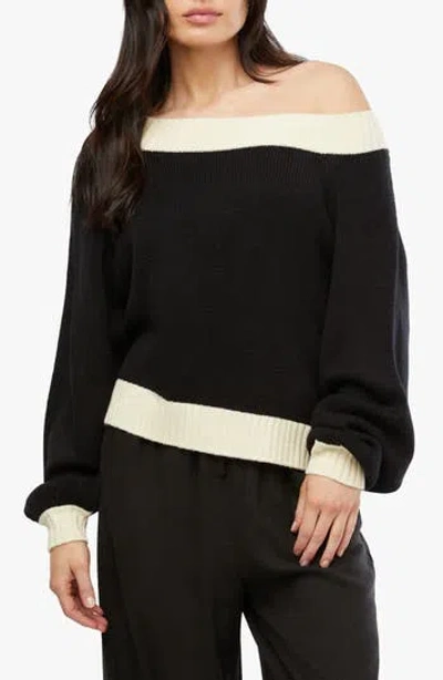 Weworewhat We Wore What One-shoulder Sweater In Black/antique White