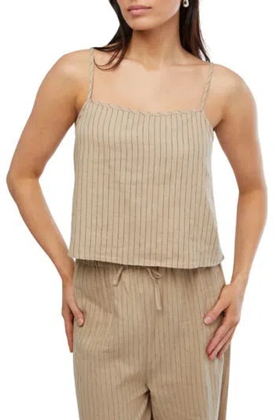 Weworewhat We Wore What Pinstripe Boxy Linen Blend Camisole In Safari Multi