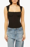 Weworewhat Wide Strap Ruched Cup Corset Top In Black
