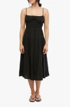 Weworewhat We Wore What Scrunchie Linen Blend Midi Dress In Black