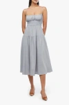 Weworewhat Scrunchie Linen-blend Midi Dress In Dusty Blue
