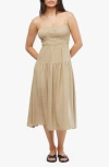 Weworewhat We Wore What Scrunchie Linen Blend Midi Dress In Safari