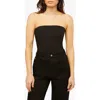 Weworewhat Strapless Linen-blend Corset In Black