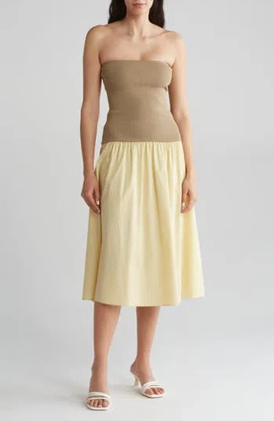 Weworewhat We Wore What Strapless Fit & Flare Midi Dress In Brown