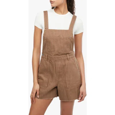 Weworewhat We Wore What Stripe Cotton Short Overalls In Brown Multi