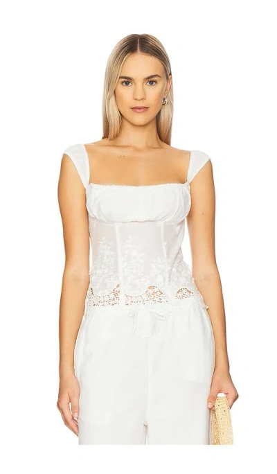Weworewhat Wide Strap Ruched Cup Corset In White